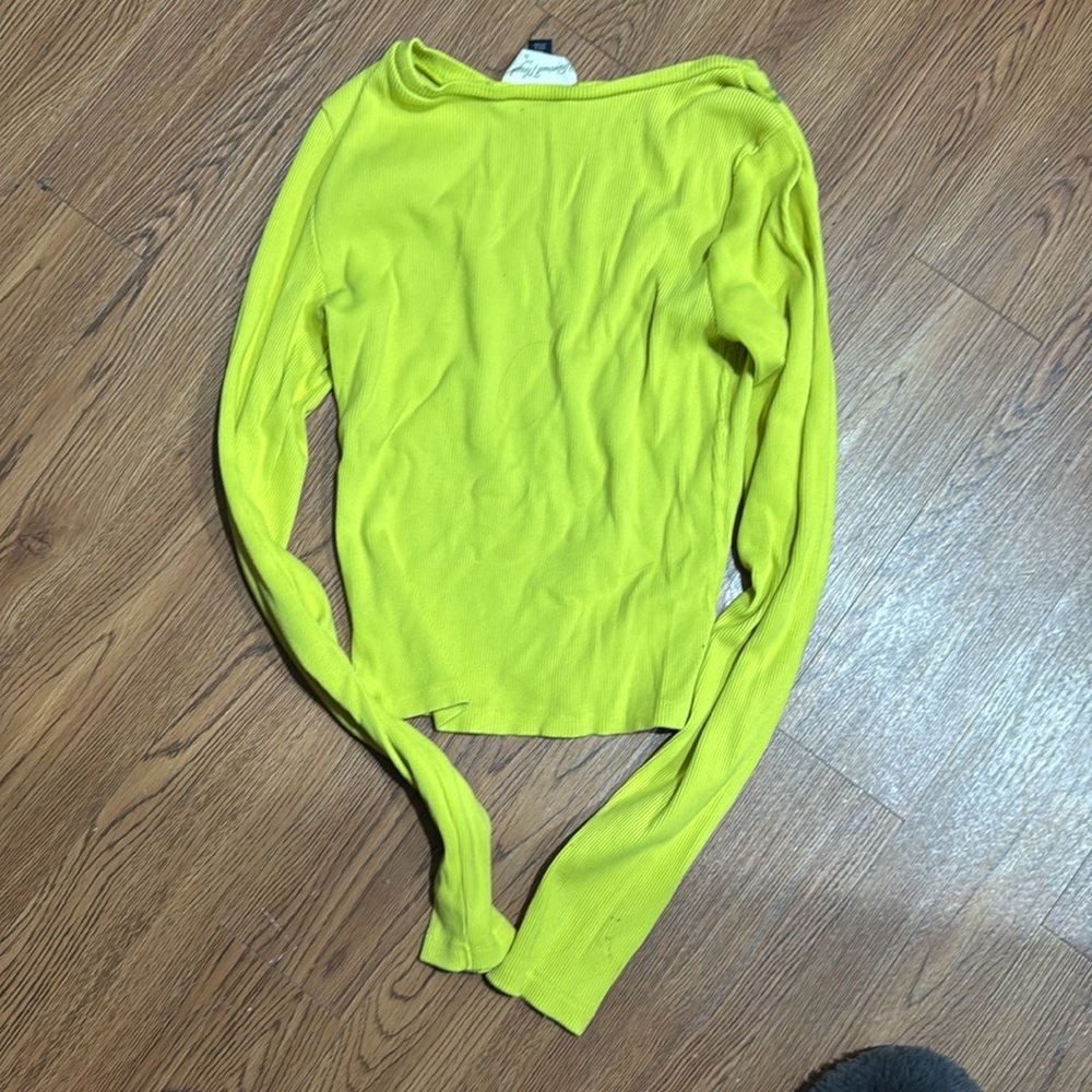 Universal Thread Yellow Ribbed Long Sleeve Blouse - Picture 3 of 3